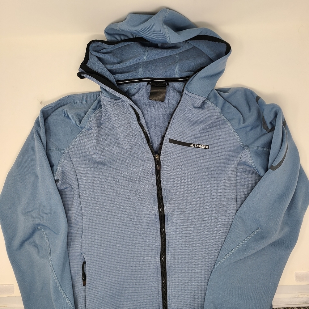 Adidas Terrex Stockhorn Full Zip Jacket Hoodie Polartec Stretch Blue Large Women
